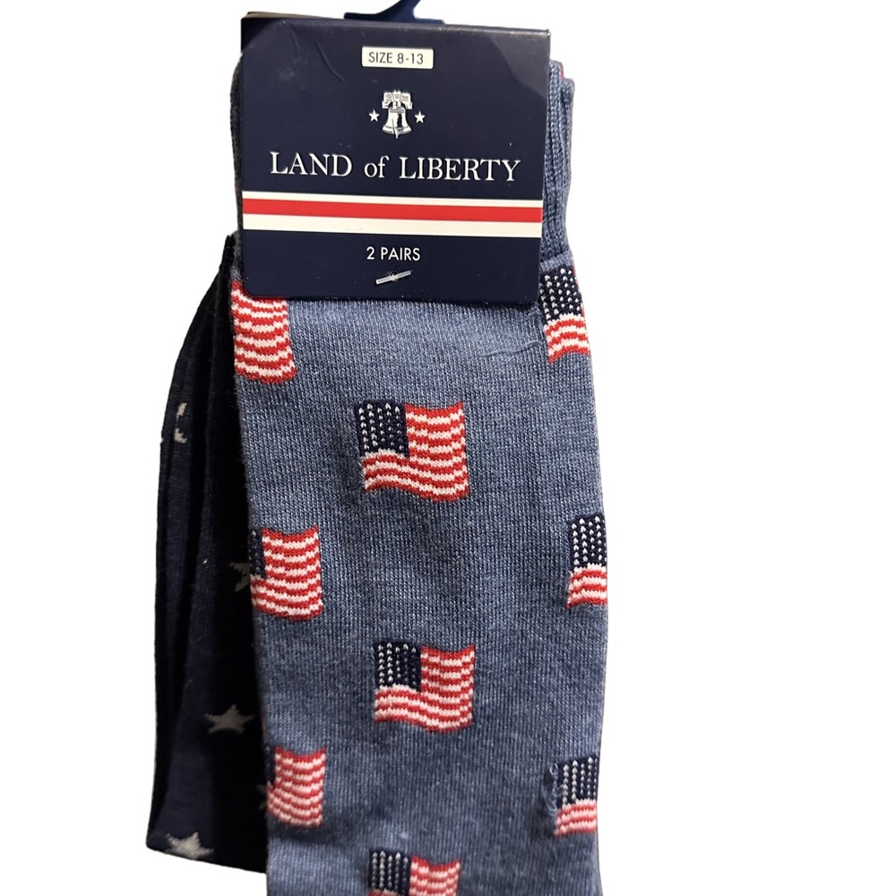 Kohl's 2 Pack Land of Liberty Flag Socks - Blue and Red Size: 8-13